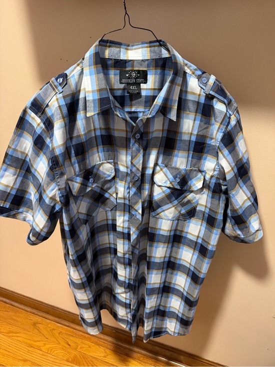 Brooklyn State Other - Men’s Blue Plaid Short-Sleeve Button-Down Shirt